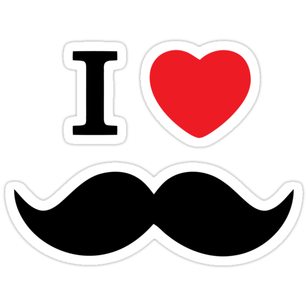 I Love Mustache Stickers By Suburbia Redbubble