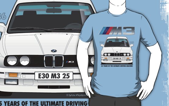BMW E30 M3 25th Anniversary Alpine White Black Text by Sharknose