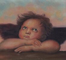Cherub in pastels, after Raphael by Pam Humbargar