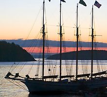 Four-masted Schooner, Bar Harbor, Maine by Kenneth Keifer