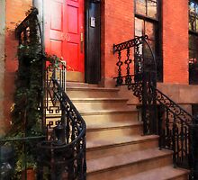 Greenwich Village Brownstone with Red Door by Susan Savad