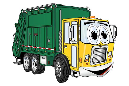 green garbage truck cartoon