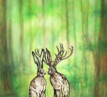 Happy Easter Deer by Carrie Jackson