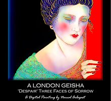 A London Geisha 'Despair' Three Faces Of Sorrow, Titled Greeting Card by luvapples downunder/ Norval Arbogast