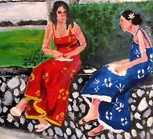 2 Women Having Lunch in Park by Ashley Huston