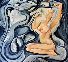 Blue Flower Thoughts by Leni Kae