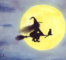 FLYING BY THE FULL MOON by HeidiHoHo