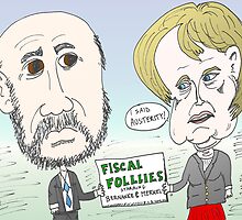 Ben Bernanke and Angela Merkel caricature by Binary-Options