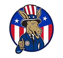 Democrat Donkey Mascot Thumbs Up Flag by patrimonio