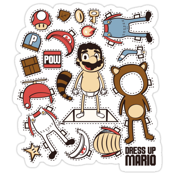 Dress Up Mario Stickers By Scott Weston Redbubble