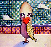A Most Cerebral Bird (acrylic) by Charles Jones