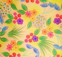 WILDFLOWER FANCY 1 - Cheerful Yellow Lovely Floral Garden Pattern Girly Feminine Trendy Flowers by EbiEmporium
