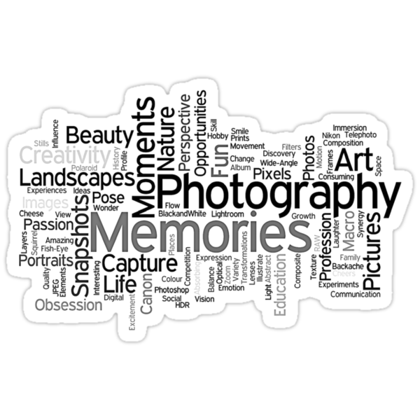 "Photography Word Art 5" Stickers by Robyn Carter | Redbubble