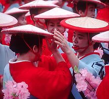 Japanese women in Heian period kimonos by David Hill