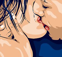 Passionate Couple French Kissing by Doug Wells