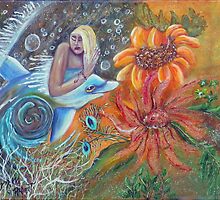 Aqua Maiden Collage by Mikki Alhart
