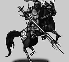 KNIGHT ON HORSE (BLACK AND WHITE) by squigglemonkey