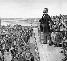 President Lincoln Delivering The Gettysburg Address by warishellstore