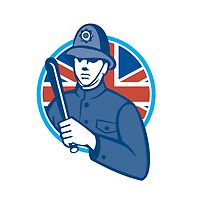 British Bobby Policeman Truncheon Flag by patrimonio