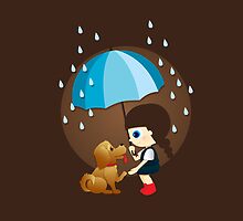Little girl and cute puppy by Kamuyist