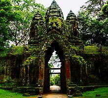Guarded Gate: Heads at Angkor Thom, Cambodia by thewaxmuseum