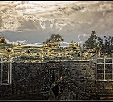 Window Reflection when Looking Inside the Burnt Out Mt Stromlo Observatory in Canberra by Wolf Sverak