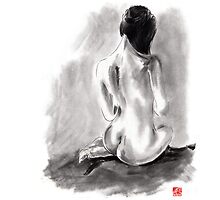 Woman geisha erotic act beautiful girl 女性 Japanese ink painting by Mariusz Szmerdt