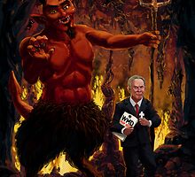 Tony Blair in Hell with Devil and holding Weapons of Mass Destruction document by martyee