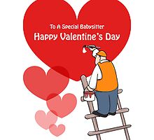 Valentine's Day Babysitter Cards, Red Hearts, Painter Cartoon by Sagar Shirguppi