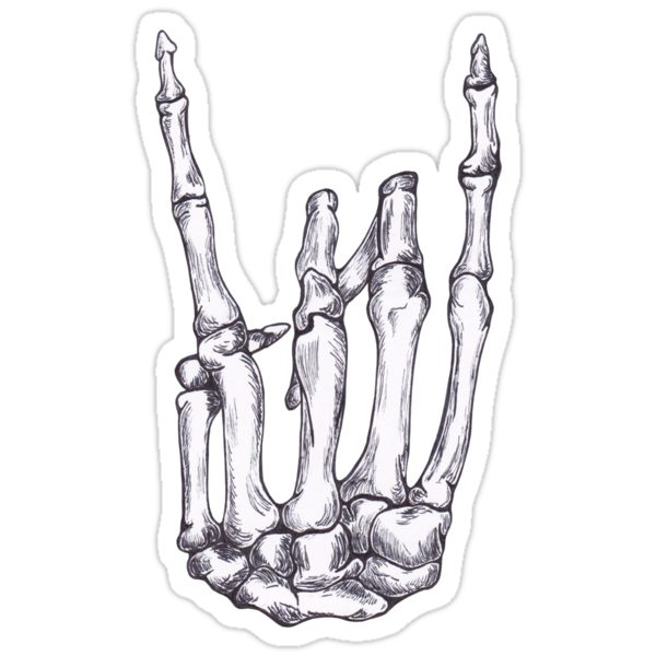 Rock On Skeleton Hand Stickers By Bonestoashes Redbubble 4525