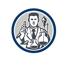 Scientist Lab Researcher Chemist Retro Circle by patrimonio