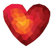 Fiery heart in abstract triangles - polygons style by Tatiakost