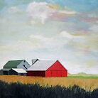 Country Farm Landscape rural Red Barn by LindaAppleArt