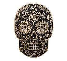 Black and Gold Sugar Skull by glnorth