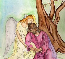 An Angel Ministers to Jesus by Anne Gitto