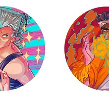 Stardust Crusaders Stickers: Polnareff & Abdul by cocokat