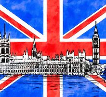 Oh So British - Union Jack Flag And Westminster by Mark Tisdale