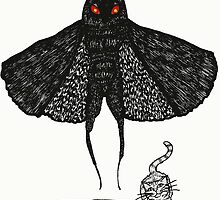Mothman and a Cat by BettyRocksteady