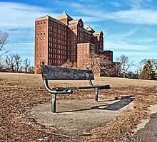 Forgotten Building and Bench by Gilda Axelrod