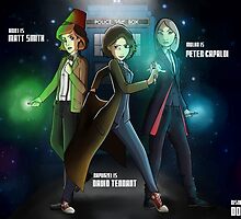 Group Doctor Who (Capadi, Smith, Tennant) Vs Disney Princess (Raiponce, Mulan, Ariel) by Kurostars