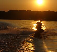 Knee Boarding at Sunset by JulieTyler