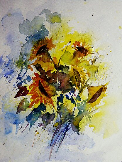 watercolor sunflowers by calimero