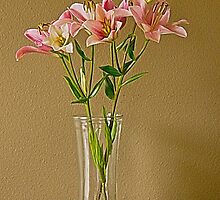 Pink Stargazer Lilies in Vase by ValeriesGallery