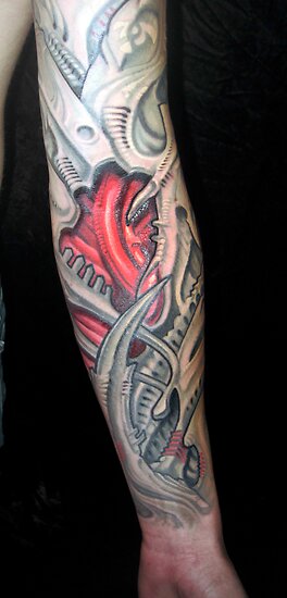 biomech tattoo detail by Derek Mullins
