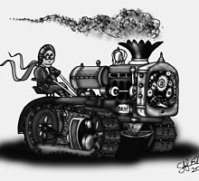 1923 BEST TRACTOR STEAMPUNK (BLACK AND WHITE) by squigglemonkey