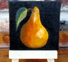 "Miniature Pear with Easel" by Susan Dehlinger