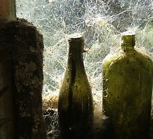 Old Green Bottles on the wall - Mitchells Gully - New Zealand by AndreaEL