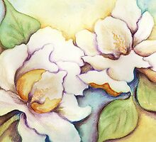 A Pair of Creamy White Southern Magnolias by Carla Parris