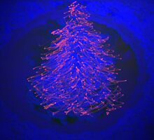 Red on Blue Tree Christmas by RoyAllen Hunt