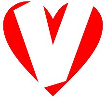 I love V - Heart V - Heart with letter V by theshirtshops